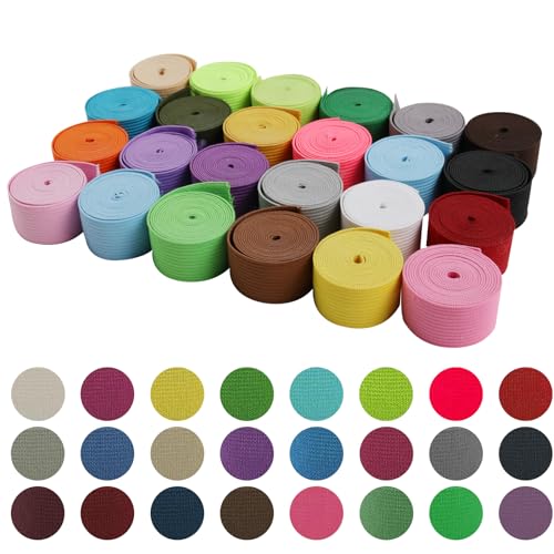 XoeLLe Gummiband 24er Set Gummibänder zum Nähen 20mm Breit Elastisches Gummiband Hosengummi Buntes Gummiband Nähen Einfassband Elastisches Band für Stoffe Nähzubehör DIY Handwerk Kleidung