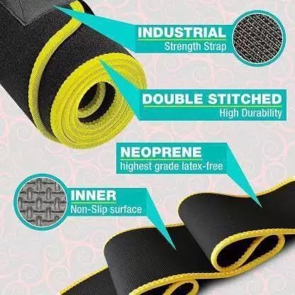 Fitness Waist Trimmer Belt for Men and Women, Slimming Sauna Belt Waist Cincher with Adjustable Velcro Strap, Non-Tearable, Free Size Black