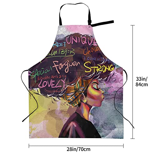 Iagm Aprons For Women With Pockets African Art Apron Black Girl Kitchen Adjustable Neck Aprons For Women Waterproof Oil Proof 33X28Inch #TOP2