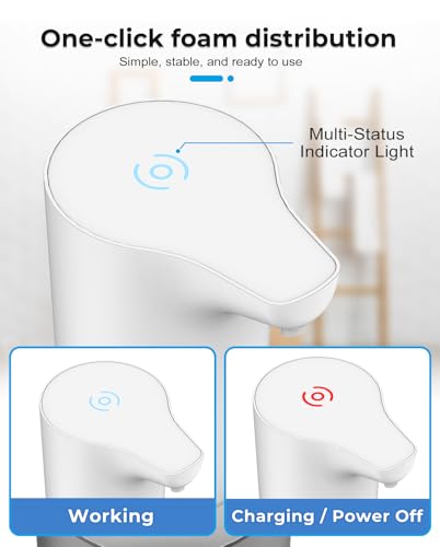 Image of Automatic Soap Dispenser, 350ml Sensor handwash Dispenser Bottle, Touchless Rechargeable Foaming Handwash Dispenser for Kitchen, Bathroom, Office