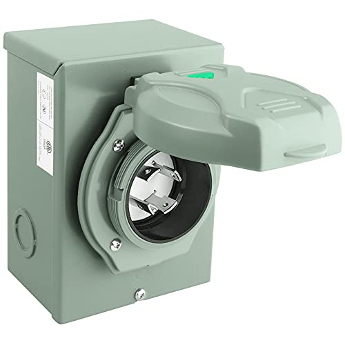 EXCELFU 30 Amp Generator Power Inlet Box, NEMA 3R Power Inlet Box for 4 Prong Generator Cord, NEMA L14-30P 125/250 Volt Generator Inlet Box, 7500 Watts, ETL Listed, Weatherproof Outdoor Use