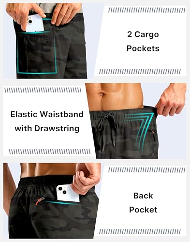 Image of Pudolla Men's Hiking Cargo Shorts with 5 Pockets Lightweight Casual Shorts