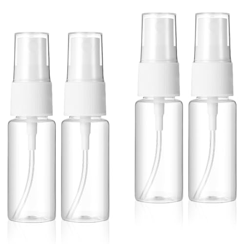 LIQWEI 4 butelki z rozpylaczem, małe, 20 ml, puste butelki z rozpylaczem, przenośne, plastikowe, z rozpylaczem, wielokrotnego użytku, przezroczyste rozpylacze, do perfum, wody, kosmetyków