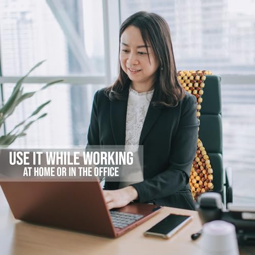 image for Zento Deals Wood Beaded Comfort Seat Cushion Seat Cover- Double Strung