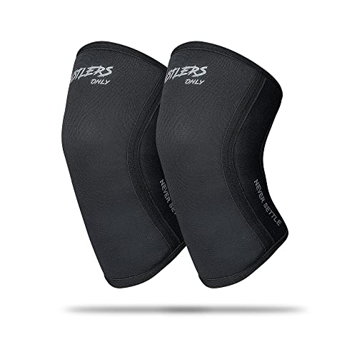 HUSTLERS ONLY Knee Sleeves Weight Lifting Knee Support for Women & Men - 5mm Neoprene Knee Sleeve for Powerlifting, Squats, Running, Fitness & Pain Relief - Knee Brace for Women & Men (Black, L)