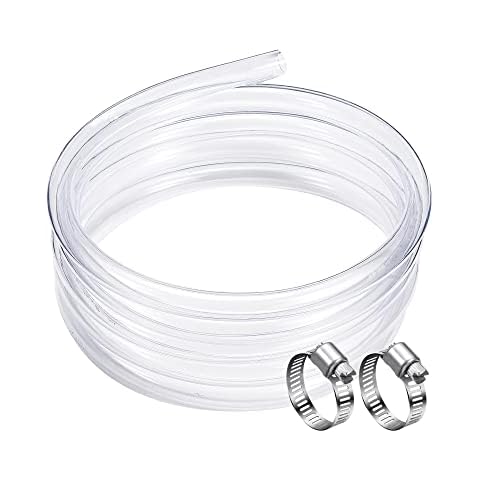 DAVCO 1/2" ID - 50 ft Clear Vinyl Tubing, Low Pressure Flexible PVC Tube, Heavy Duty UV Chemical Resistant Lightweight Plastic Vinyl Hose, BPA Free and Non Toxic, with 2 Stainless Clamps Cover
