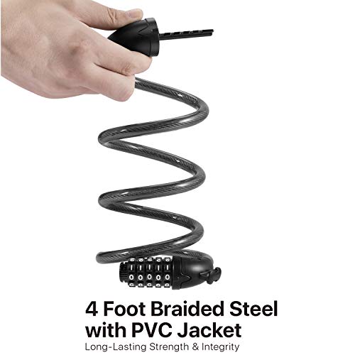 Flexzion 5-Digit Combination Bike Cable Lock with Seat Mount, 4 ft, Black - image 3