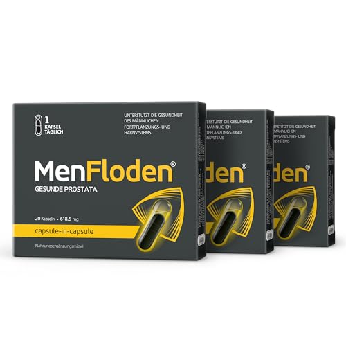MenFloden – Innovation für gesunde Prostata. Starke flüssige Formel mit einer dreifachen Wirkung. Cucurbita pepo, Serenoa repens, Flowens®. 1 Kapsel täglich. Im Labor getestet. (1er Pack) (3er Pack)