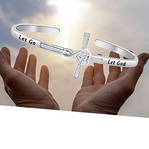 CENWA Faith Bracelet Let Go Let God Cross Bracelet Bible Verse Jewelry Christian Religious Jewelry (Let God br S) by CENWA - Image 6