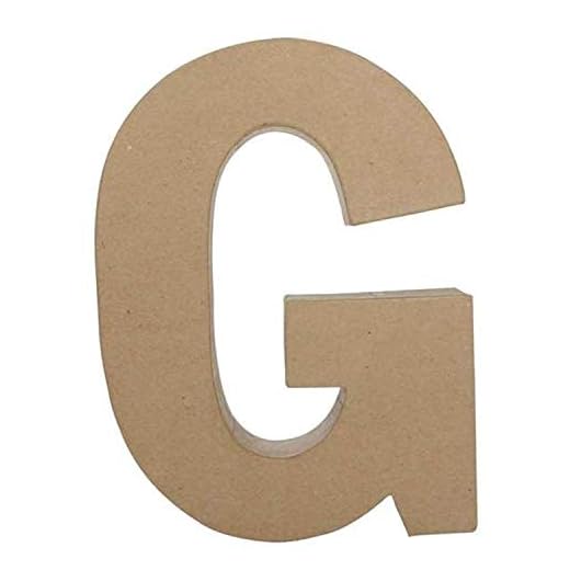 Glorex Décopatch AC400O - Un support en papier brun mâché 5x22x30 cm, Lettre fantaisie G