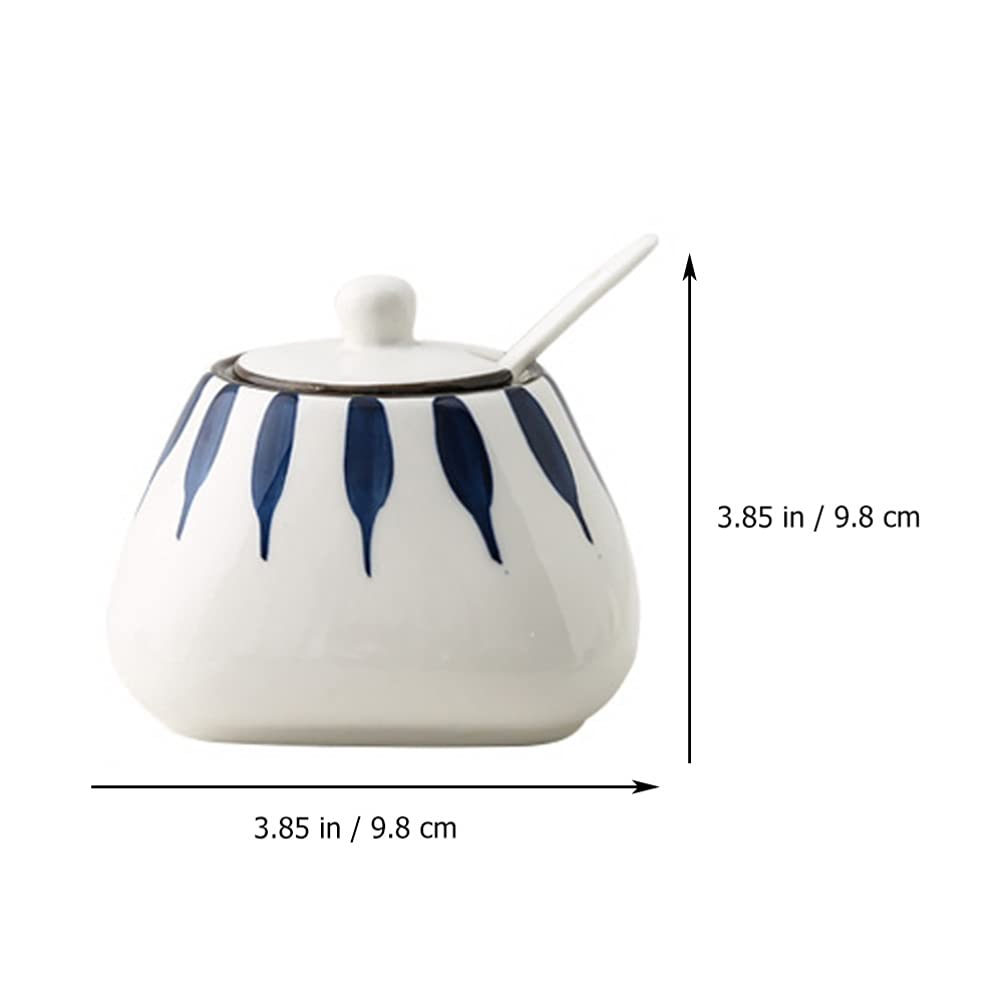 Gewürzglas Handbemaltes Keramik-Gewürzglas mit Deckel, Löffel, Gewürzdose, Gewürztöpfe for Küche, Restaurant, Einzugsgeschenk, 350 ml