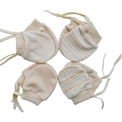 Newborn Mittens No Scratch Baby Mittens Cotton Mitts Gloves with Anti Falling Strap for Infant 0-6 Month (multicolor)