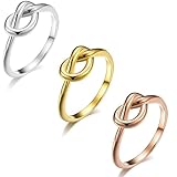 MOZAKA 3 Pcs Stainless Steel Simple Love Knot Ring for Women Celtic Promise Anniversary Statement...