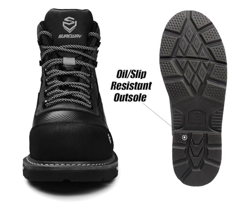 SUREWAY Men's 6" Heavy Duty Soft Toe Waterproof Work Boot ​Construction,Superior Oil/Slip/Acid Resistant,Dual-Density Comfortable Outsole,Full-Grain,Men's Working Boots/Shoes4