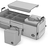 LIBZAKI Oversize 4 in 1 Car Trunk Storage Organizer, Multi Compartment Collapsible Trunk Storage Box with Cooler Bag for Car Truck SUV-Gray