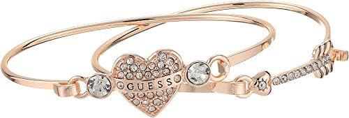 GUESS Women's Duo Tension Bangle Set with Heart and Arrow
