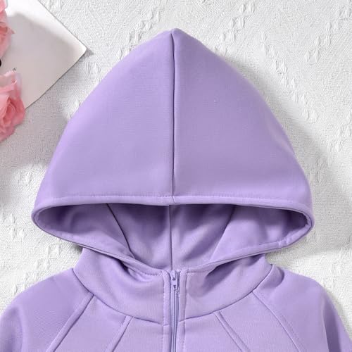 Image of fioukiay Girls Outfits 2 Piece Half Zipper Hoodies Sweatsuits Long Sleeve Athletic Sweatshirts and Sweatpants with Pockets