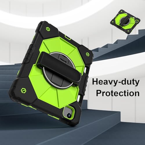 Coque iPad Air 11 M4 antichoc jaune vert avec béquille rotative - 3