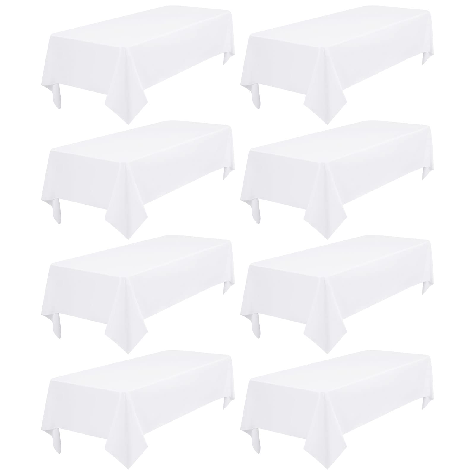 Confezione da 8 Tovaglie Bianche, Adatte per Tovaglie in Fibra di Poliestere di Alta Qualità per Tavoli Rettangolari 6ft, Decorazione Tovaglia Riutilizzabile per Banchetti di Nozze(153 x 260cm)