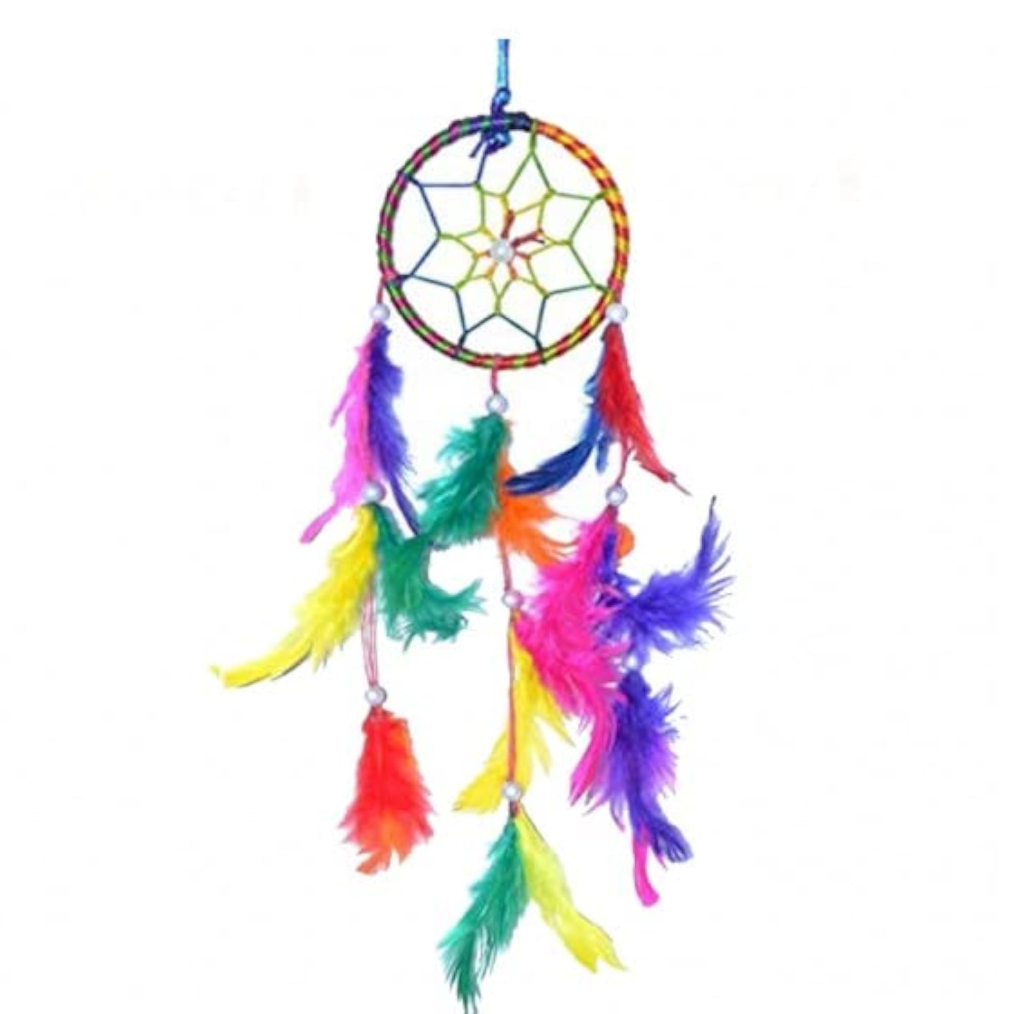 Multi Colour Handmade Dream Catcher Wall Hanging, 8 cm Diameter