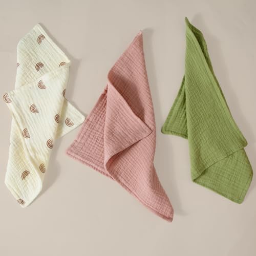 Image of Baby Muslin Washcloths 11x11 inch Soft and Absorbent Cotton Face Towels for Baby Boys&Girls 6 Pack