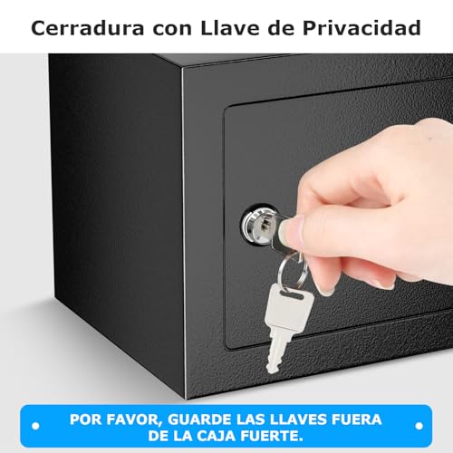 Miniatura 3 de Bonsaii Caja Fuerte Con Llave, Caja Fuerte De 6,6 L Con Construcción De Acero Para Efectivo, Joyas Y Objetos De Valor, 17 X 23 X 17 Cm, Adecuada Para El Hogar, La Oficina Y El Hotel