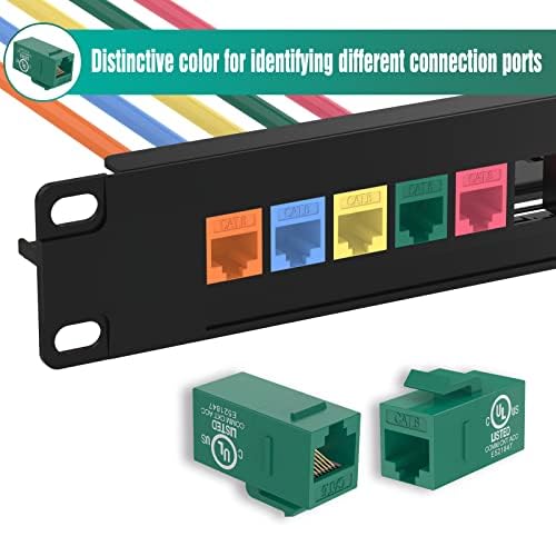 Miniatura 6 de VCE Cat6 RJ45 Keystone Jack Insert UL Listed 25-Pack, 90 Degree Punch Down Keystone Jack Adapter in Green