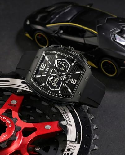 Image of V2A Impact 50mm Analog Digital Watch for Men | X-Frame Hybrid Dial Design | Alarm Stopwatch Day Date 12 /24 Hr | TPU Sport Strap | 50M Water Resistant | Gift for Mens