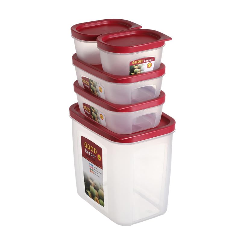 Cozary Recipientes Herméticos para Alimentos con Tapa, 5 Piezas Food Storage Containers, Sin BPA, Meal Prep Containers para Microondas, Congelador