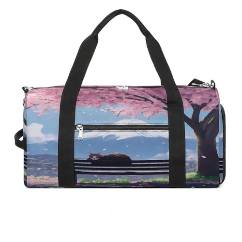 Cherryflowers Mount Fuji Bench Gym Bag Travel Duffle Bags Carry On Tote Weekender Bag Suitable for Men Women