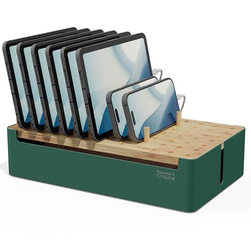 Prosumer's Choice Natural Bamboo Charging Station Rack for Smartphones and Tablets (Metal & Bamboo...