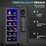 HOMCOM Weinkühlschrank, 30 L Getränkekühlschrank für 12 Flaschen, Weinklimaschrank, Flaschenkühlschrank mit Innenbeleuchtung, Touch, 8-18°C, Schwarz – Bild 5