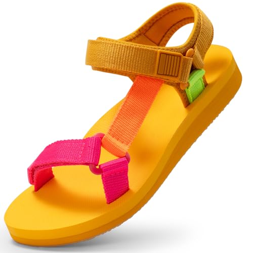 Harvest Land Women's Sports Sandals Walking Athletic Hiking Sandal Water Adjustable Outdoor Lifestyle Casual Open Toe Sandal Summer Yellow Multi 5