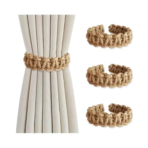 YZROHYI 4 Piezas Abrazaderas Cortinas Bohemios,Sujeta Cortina Exterior,Recoge Cortinas Decorativas,Alzapaños Cortina,Curtain Tiebacks,Soporte de Cortinaes Trenzados para Dormitorio Salón y Oficina