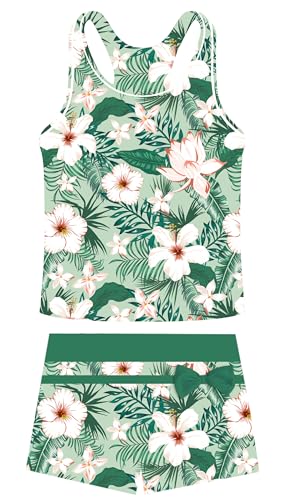 Image of UNIFACO Girls Swimsuits Two Piece Tankini Bathing Suits Boyshort Summer Beach Rash Guard Swimwear for 4-13T
