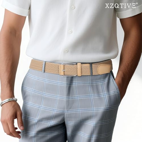 Image of XZQTIVE Braided Stretch Belt Mens Gift Elastic Woven Belt for Golf Casual Pants Shirts Jeans
