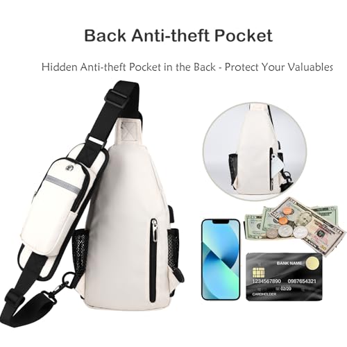 Image of JENAGREEN Waterproof Sling Backpack Crossbody Sling Bag for Women Men, Multipurpose Travel Hiking Adjustable Chest Bag Casual Daypack