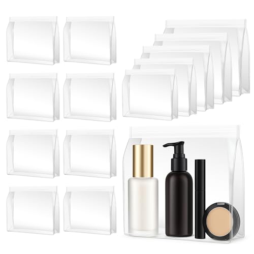30 Pack Clear Makeup Bag Organizer Cosmetic Zipper Pouch TSA Approved Small Travel Pouches for Toiletries Transparent EVA Reusable Water-resistant Plastic Gift Bags Bulk, 5 Sizes, 6 Packs of Each