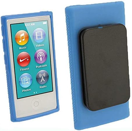 for Apple iPod Nano 7 Case, Belt Clip TPU Rubber Gel Soft Skin Case Cover for Apple iPod Nano 7th Generation 7G 7 + Clear Soft TPU Skin Case Cover (Blue)