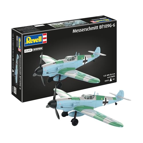 Revell Easy-Click Modellbausatz Messerschmitt Bf109 I Legendärer Jagdflieger des 2. Weltkriegs I Maßstab 1:72 I Detailreich, Stecksystem, kein Kleben I Für Modellbau-Einsteiger ab 10