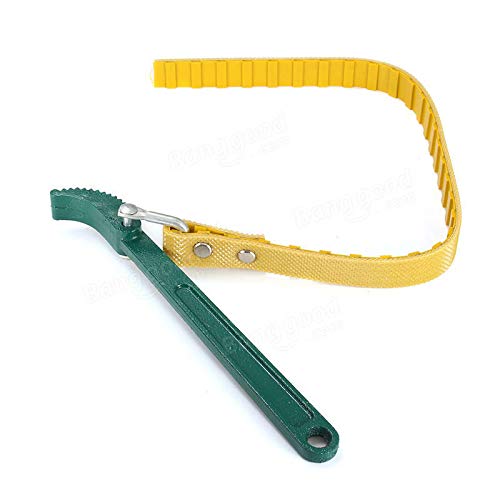 Image of Inditrust 9 Inch Belt Type Oil Filter Wrench | Adjustable Engine Oil & Fuel Filter Removal Tool | Heavy Duty Strap Spanner Key | 225mm Single Side Auto Repair Tool (Yellow)