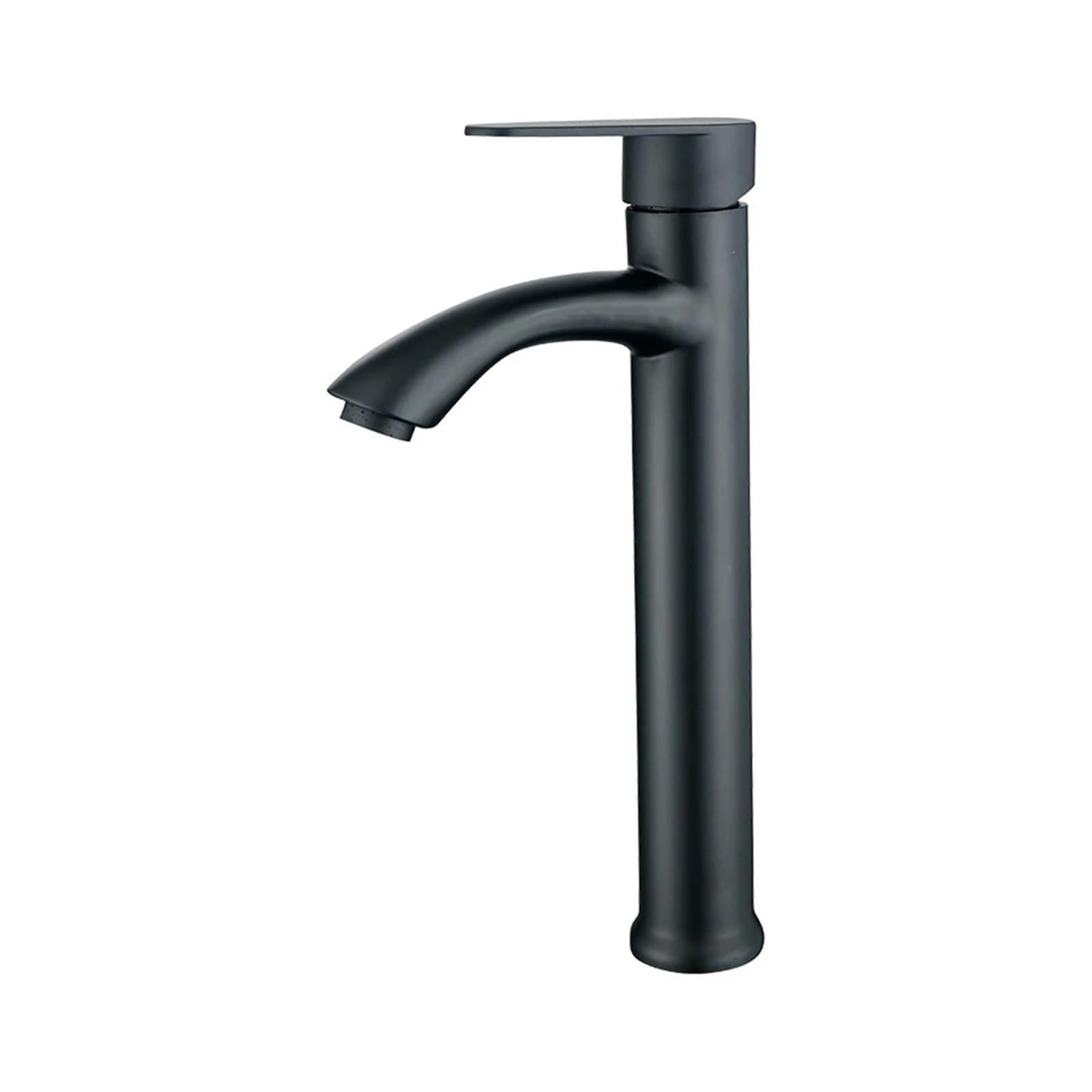 Grifo de lavabo alto negro monomando que evita salpicaduras en lavabos sobre encimera