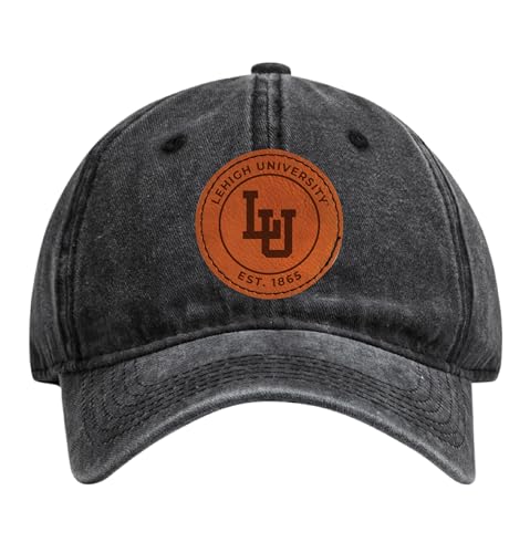Lehigh University Mountain Hawks Officially Licensed Dad Hat - Unisex Baseball Cap with Round Engraved Leather Patch Black