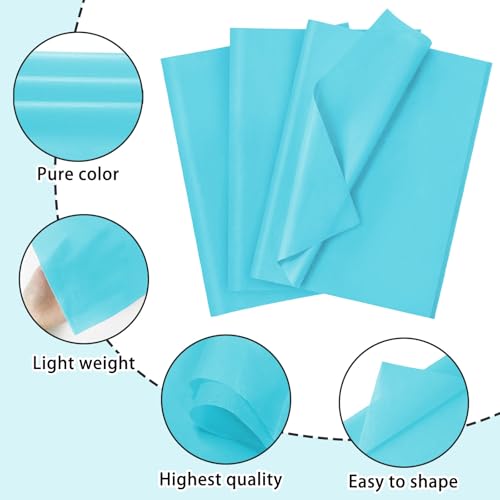 Image of 120 Sheets Gift Wrapping Tissue Paper, 20 inch x 14 inch Bulk Colored Tissue Paper (Light Blue)