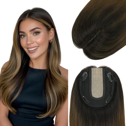 kolala Realistic Scalp Hair Toppers for Women Real Human Hair 14 Inch 55g