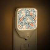 TULIMET Parrot LED Night Lights Plug into Wall, Flower Plant Botanical Bird Dimmable Nightlight with Motion Sensor, Soft White Night Light for Bedroom, Bathroom, Hallway