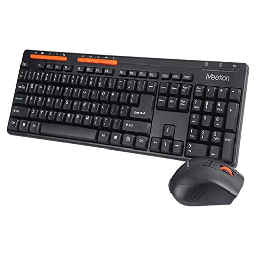 MEETION Pack de teclado y ratón inalámbricos, Teclado Oficina+Raton Optico sin cables. Qwerty español, MT-4100