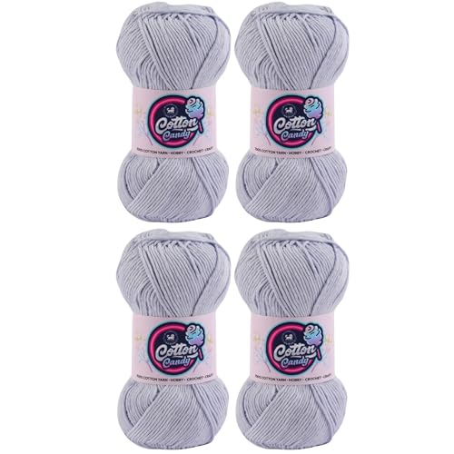 Image of NESTNHAVEN Cotton Candy 100% Cotton Yarn - (100g, 185 Meters) - Luxury Yarn for Crochet, Amigurumi, Embroidery, Toys, Garments, Flowers and Hobby, Projects. (Light Grey) | (400 Gm)