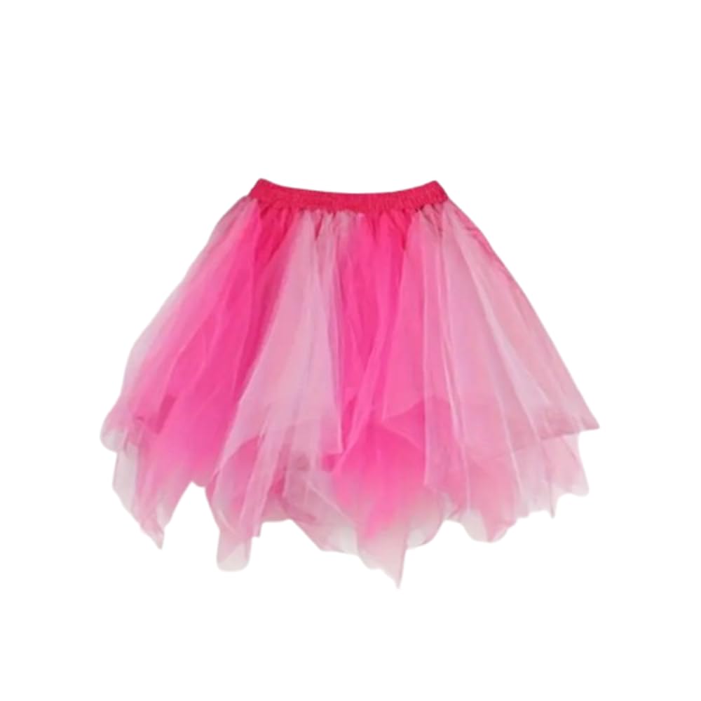Boolavard Adult Women 80's Tutu Skirt Layered Tulle Petticoat Halloween Tutu (UK, Alpha, S, M, Regular, Regular, Rose Red Pink)