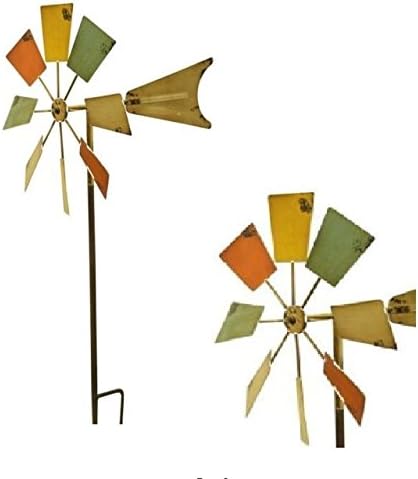 53 in. High Pole Eco-Friendly Windmill Mole Chaser Repellent and Decor Stake Outdoor Metal Windmill Garden Stake Weather Resistant